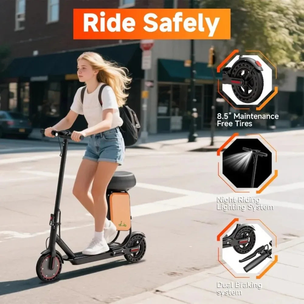 Electric Scooter. 19MPH & 21-Mile Range, 350W Motor, 8.5" Solid Tires
