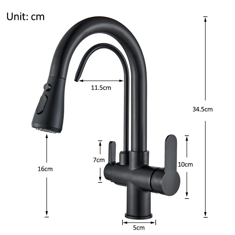 Purification Kitchen Faucets Black Pull Out Kitchen Water Filter