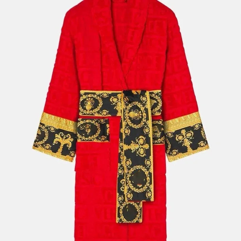 Long Sleeve Adult Bathrobe with Sashes Pockets