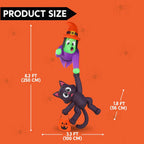 8FT Tall Halloween Blow Up Roof Decoration Witch and Black Cat Inflatable Decoration with LED Lights Giant Halloween Inflatables for Outdoor Yard Roof Decor Indoor Garden Lawn Party Supplies