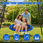 Heavy-Duty 600LB Tree Swing with Waterproof Seat for Kids and Adults - Blue