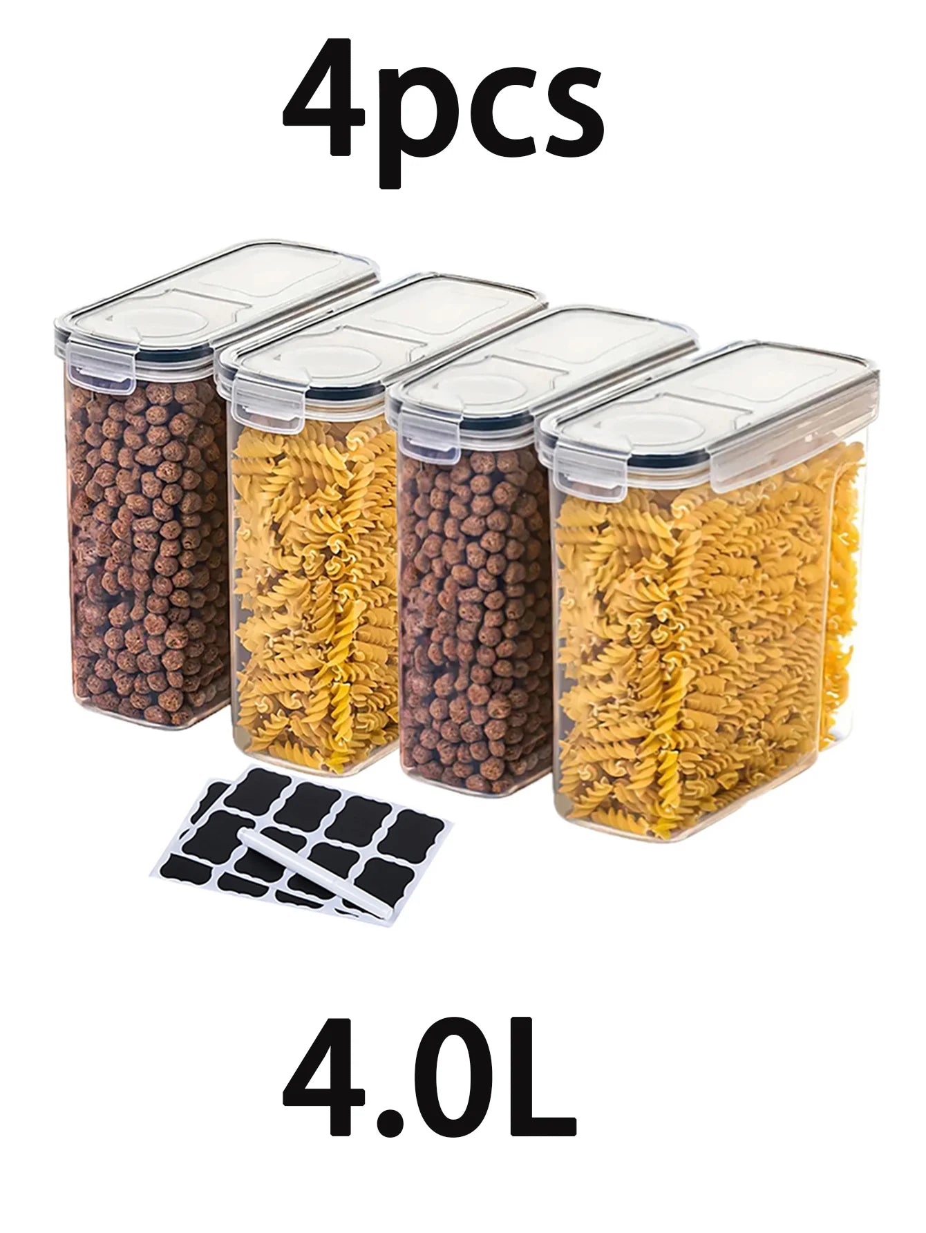 4pcs Airtight Large Food Storage Containers With Lids