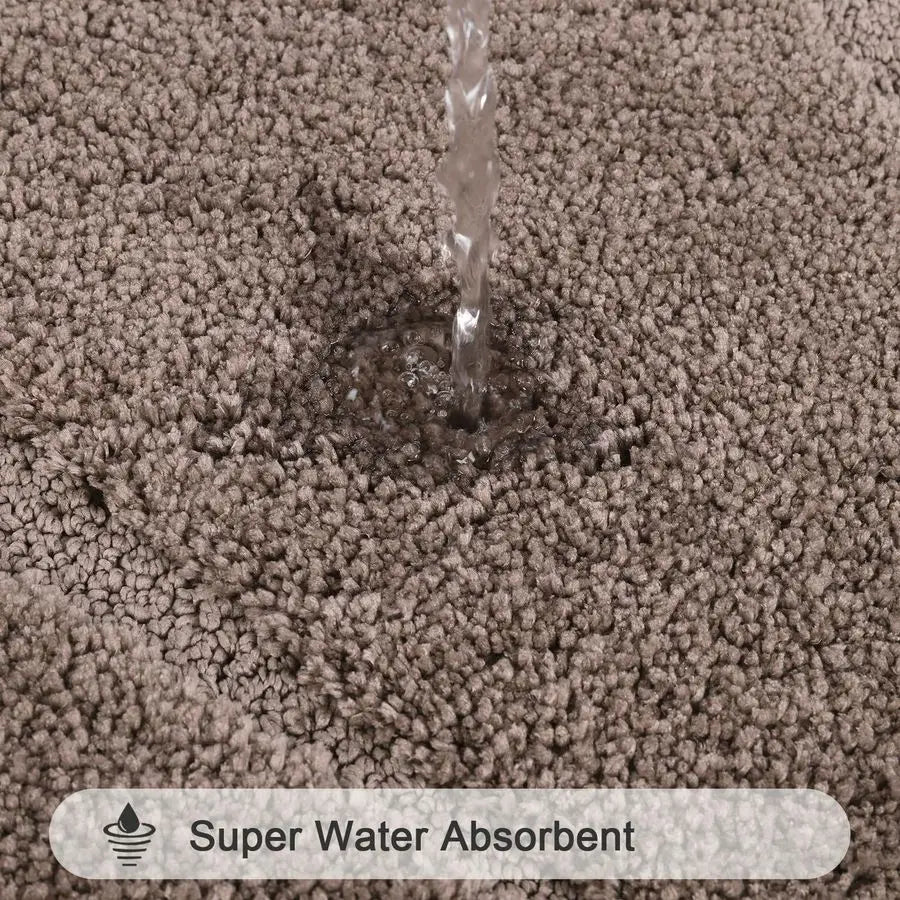 Bathroom Rugs Sets 5 Piece, Non Slip Washable Bath Rug Set with Toilet Cover