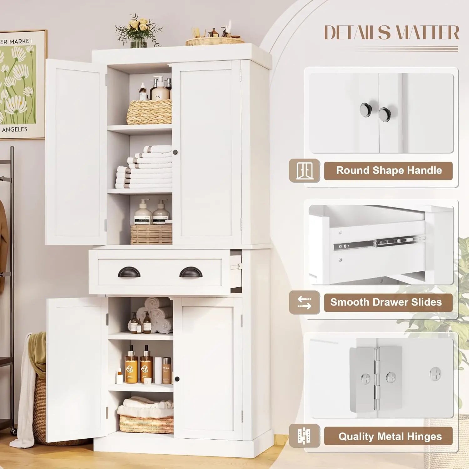 72" Tall Storage Cabinet with Adjustable Shelves