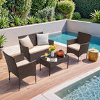 4 Pieces Outdoor Patio Rattan Chair Wicker Set