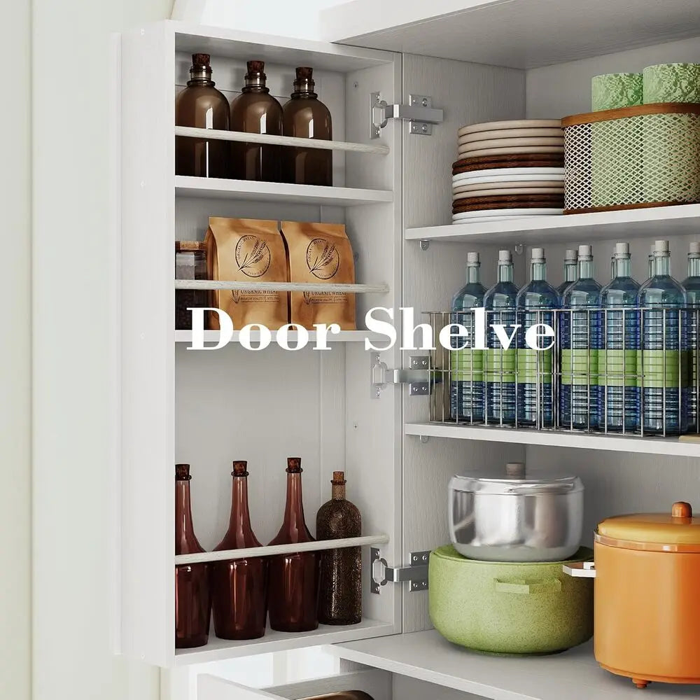 Cabinet 72" Height, Freestanding Cupboard with Drawer