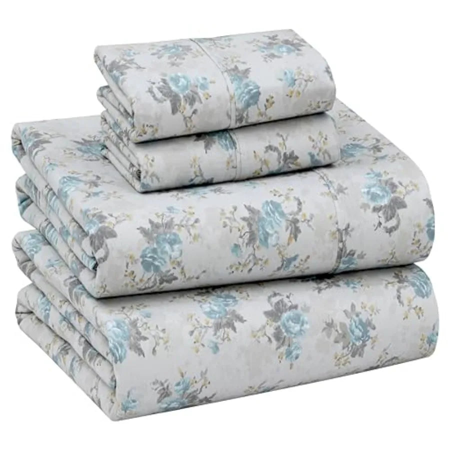 100% Cotton Organic Percale Sheets Size Crisp Cooling Bed Sheets for Hot Sleepers, Deep Pocket 15", Soft Peach Finish