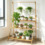 70/100cm Bamboo Plant Stand Folding 3 Tier Flower Pot Display Shelf Indoor Outdoor Ladder Garden Rack