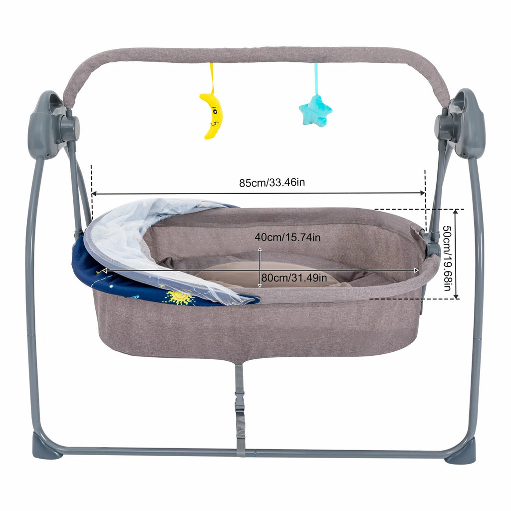 Baby Cradle Swing 5 Speeds Electric Stand Crib with Remote Control for 0-18 Months Newborn Babies
