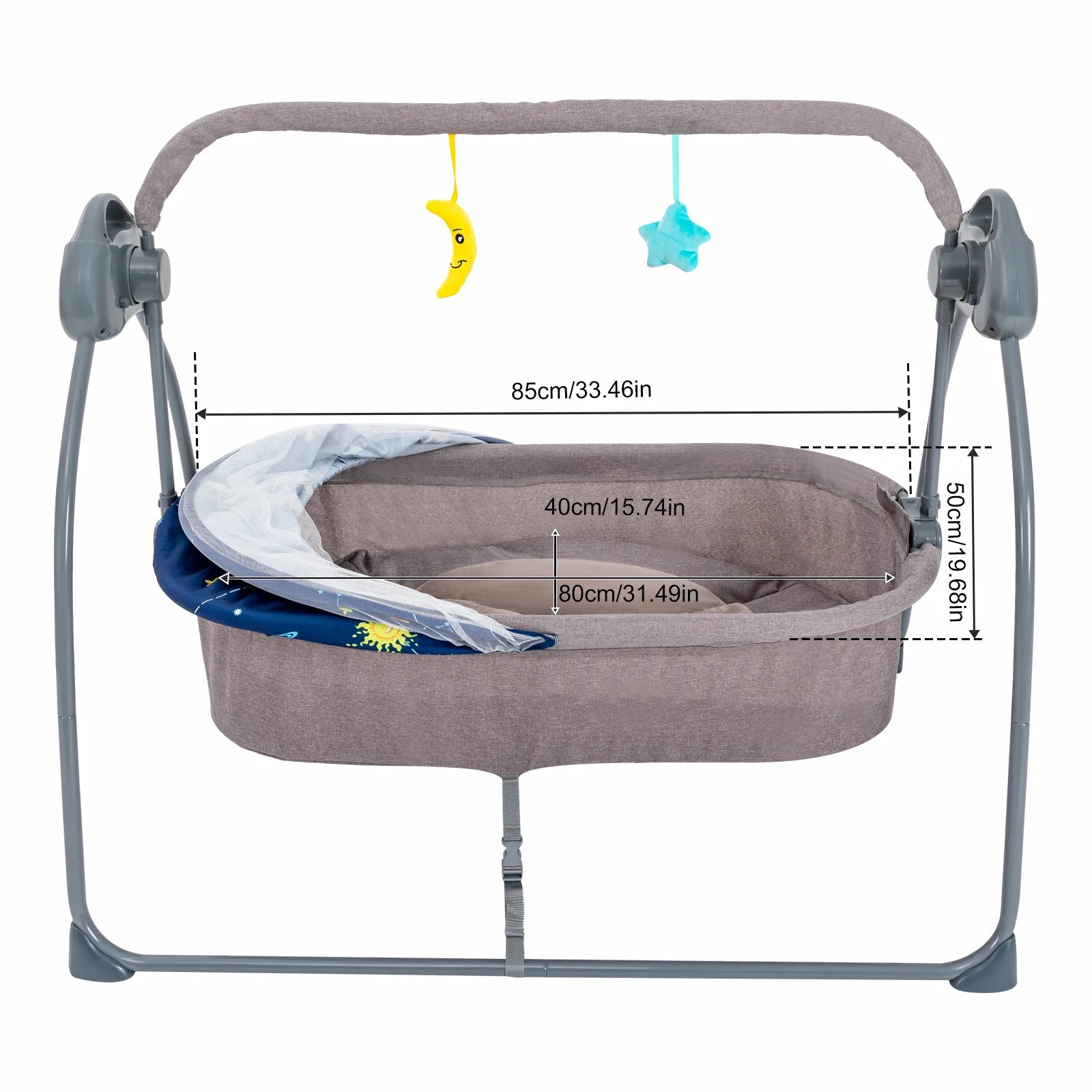 Baby Cradle Swing 5 Speeds Electric Stand Crib with Remote Control for 0-18 Months Newborn Babies