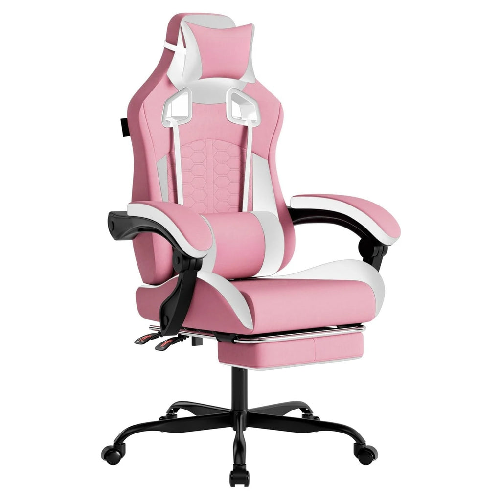 Ergonomic Massage Gaming Chair with Footrest Headrest Lumbar Support High Back Leather 300LBS