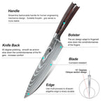 Damascus Stainless Steel Chef Utility Paring Boning Cleaver Slicing Santoku with Nylon Bag