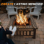Devoko Outdoor Fire Pit, 32 Inch Firepit Table Metal Outdoor Fireplaces with Waterproof Cover