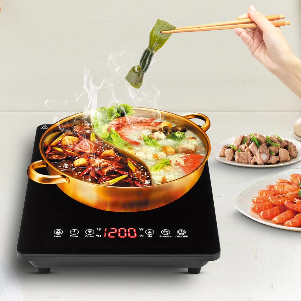 1800W Portable Induction Cooktop w/Ultra Low Noise  for Kitchen Countertop Use