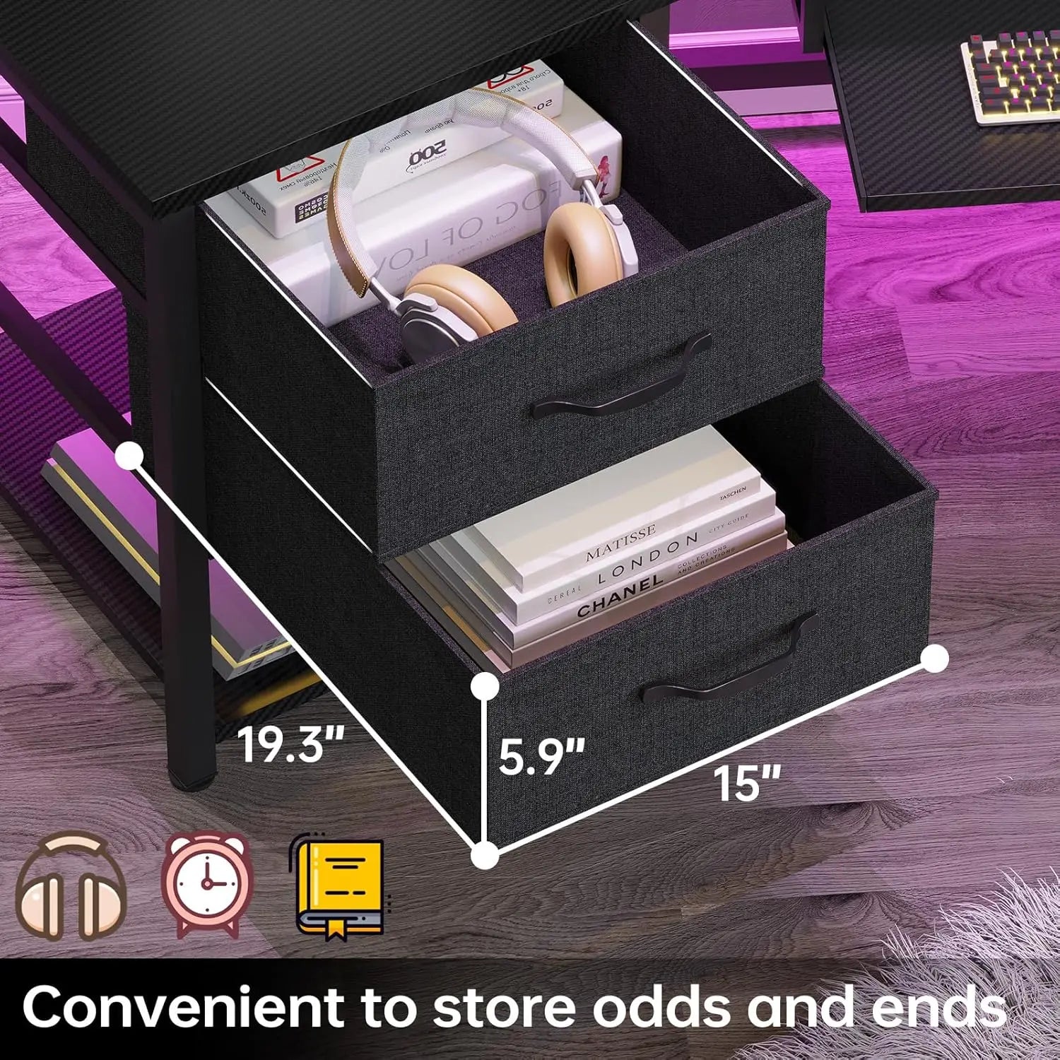 79" Gaming Desk With Storage , Led Lights