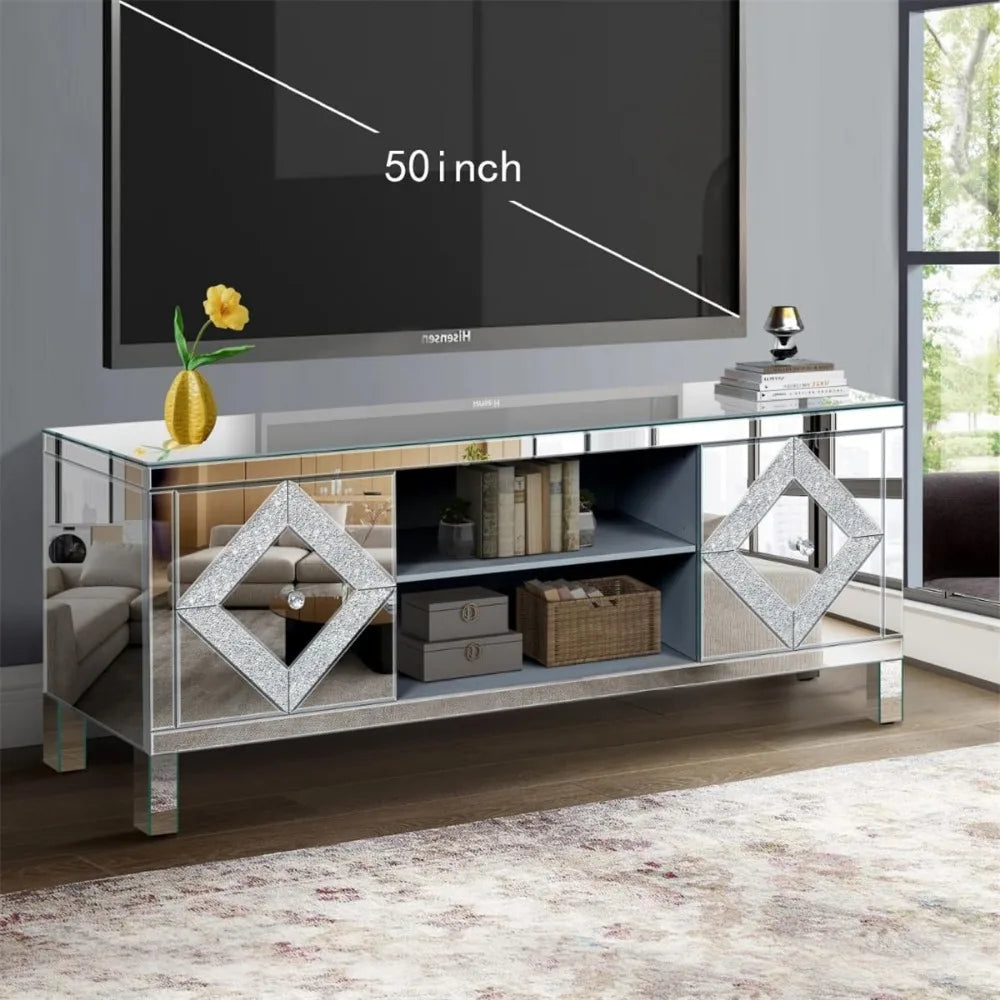 47in Elegant Mirrored TV Stand for TVs Up to 50 Inch