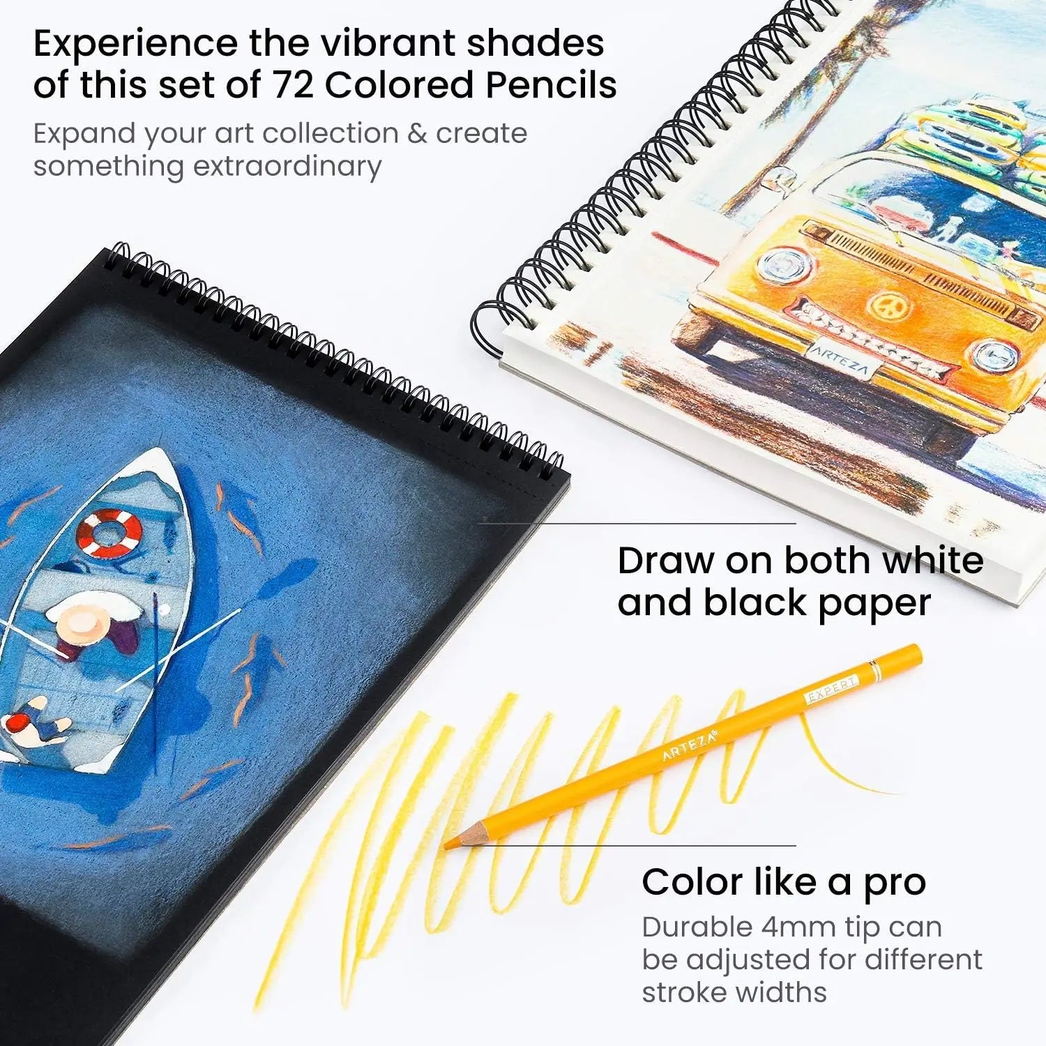 72 Soft Wax-Based Colored Pencils for Artists & Adults