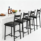 26 Inch Bar Stools Set of 4, Counter Height Bar Chairs with Back and Thick Cushion