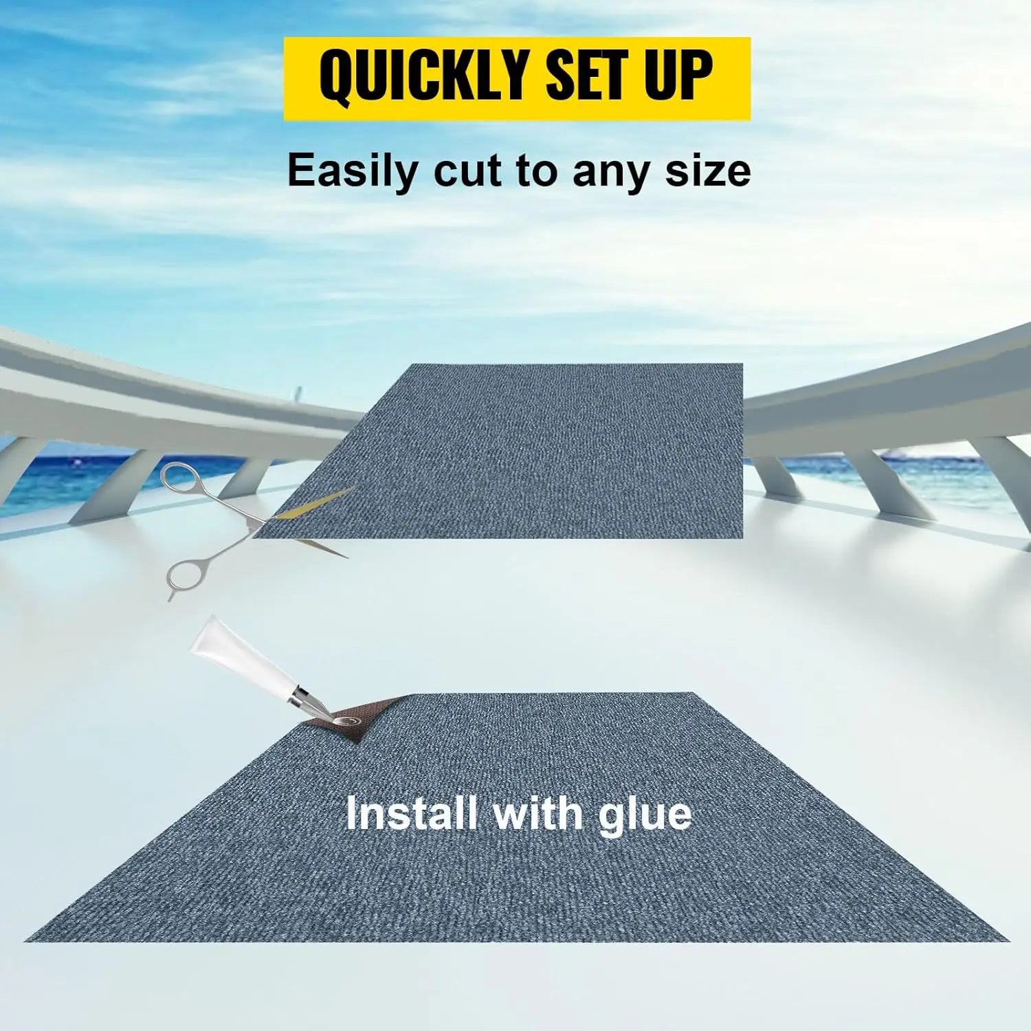 6x29.5ft Gray Waterproof Marine Carpet for Boats, Indoor Outdoor Use with Non-Slip Surface
