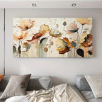 Abstract floral canvas art, high quality pine frame 1.5 "thick frame print, with flowy petal and leaf design