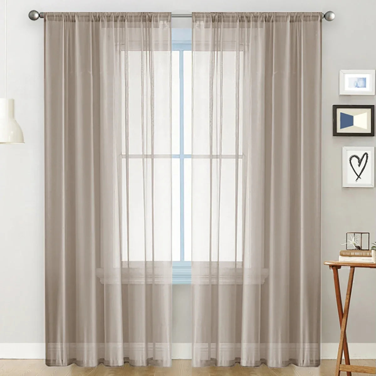 1pc Modern Solid Colour Sheer Curtain
