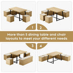 Corner Dining Table Set, 43 Inch Breakfast Nook Table Set with Bench with Hidden Storage amp 2 Ottomans, 5Piece