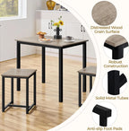 Compact Table W/ 2 Stools & Space Saving Design For Dini