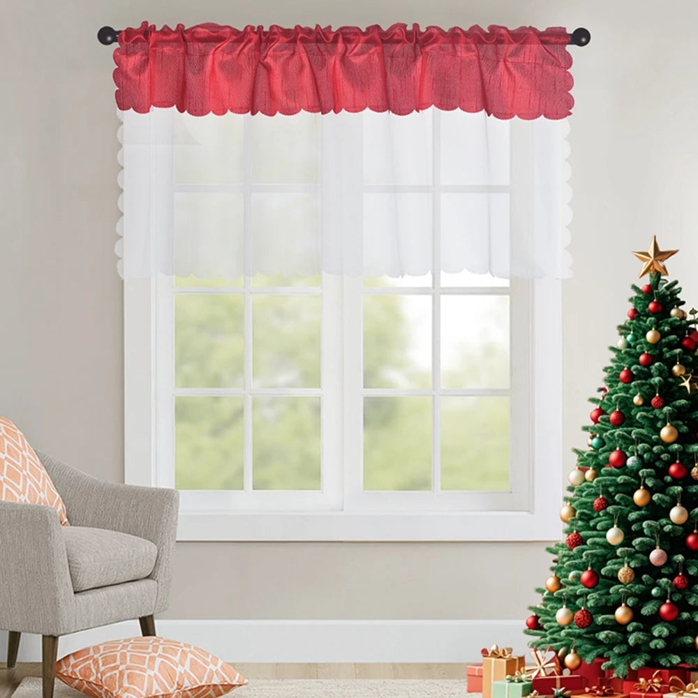 2PCS  rod pocket type Tulle Sheer joint with Blackout curtains