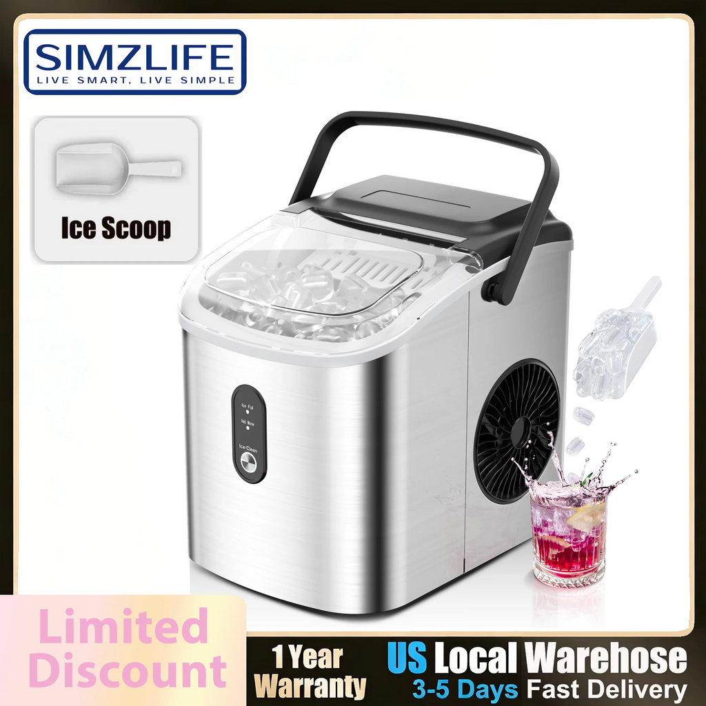 Portable Countertop Ice Maker with Handle, 26 lbs/24H, 9 Cubes in 6 Mins, Auto-Cleaning