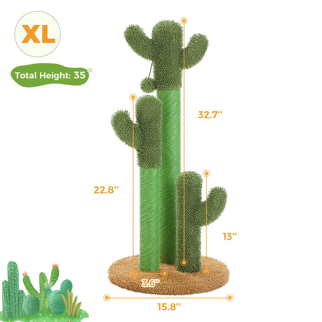 Cactus Cat Tree with Large Condo, Hammock, Dangling Ball, Scratching Post for Indoor