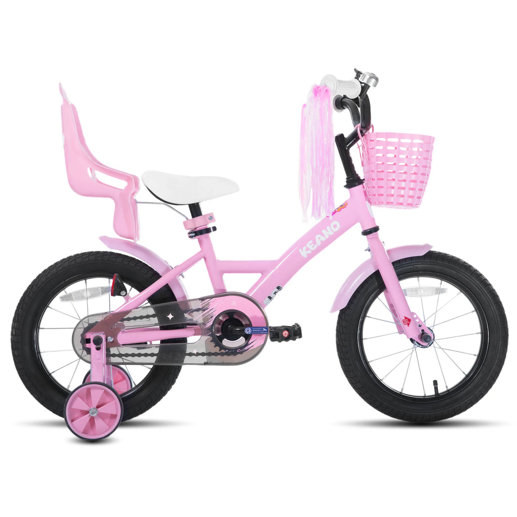 Ages 3-10 Years, Girls' Bikes with Training Wheels, Streamers, Basket and Doll Seat