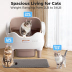 Self Cleaning Automatic Cat Litter Box with APP Control, Odor-Free  Large Waste Bin, Open-Top for Multi Cats