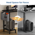 L Shaped Standing Office Computer Desk with Storage Bag and Side Hook