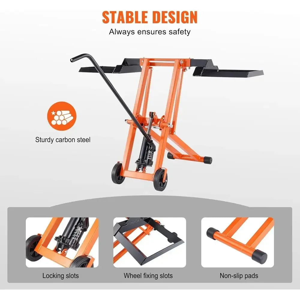 Hydraulic Jack, 500 lbs Capacity, Solid Carbon Steel, Adjustable for Riding or Zero Turn