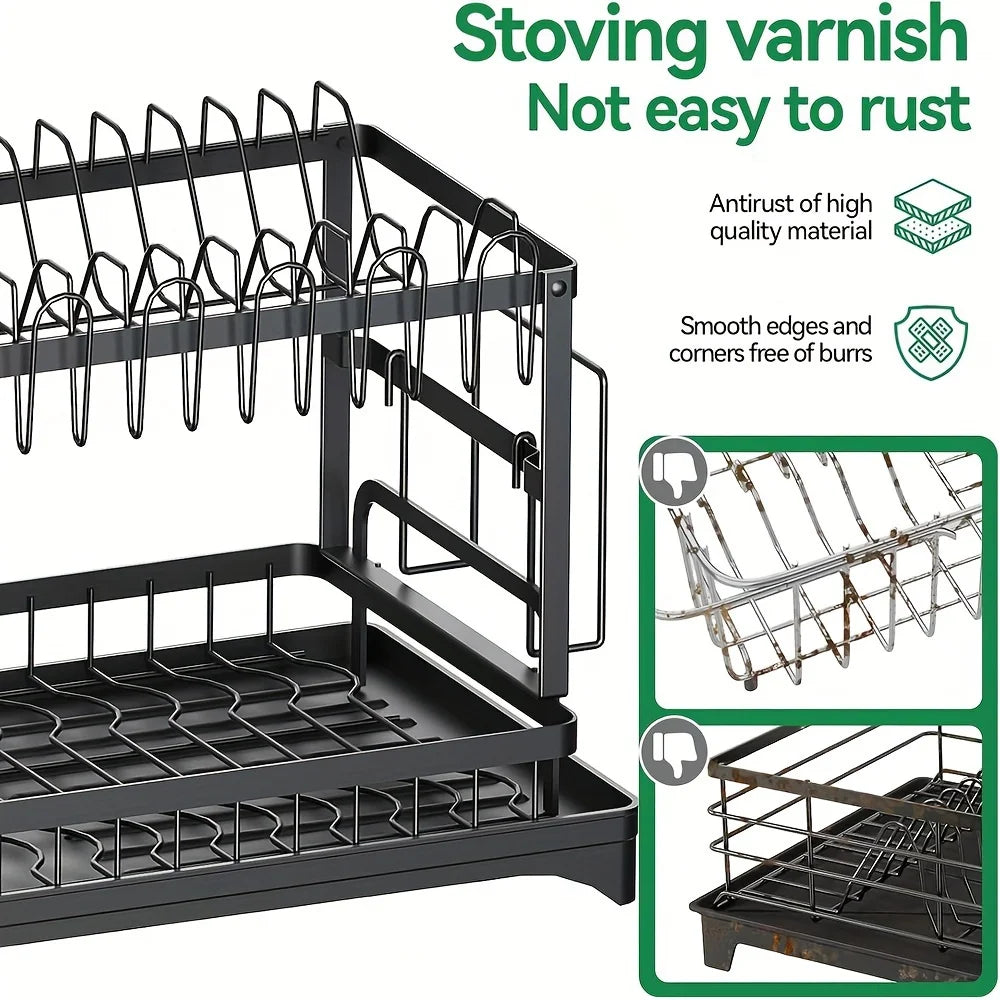 Dish Drying Rack Multifunctional Kitchen With Drainboard,