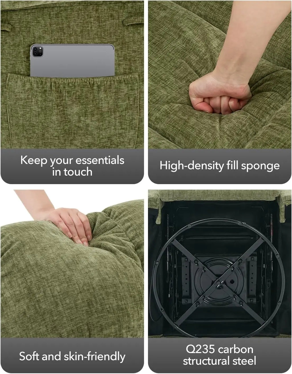 Overstuffed Large Manual Recliner Glider