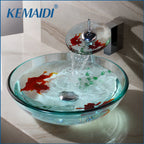 Basin Vanity Sink with Goldfish Pattern and Faucet Set
