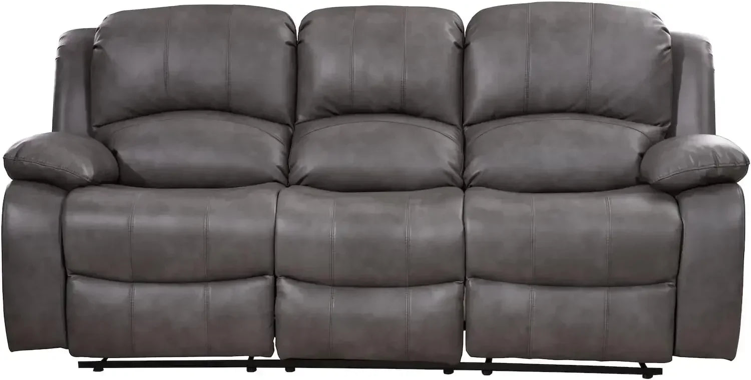 2PC Leather Reclining Sofa Loveseat Set