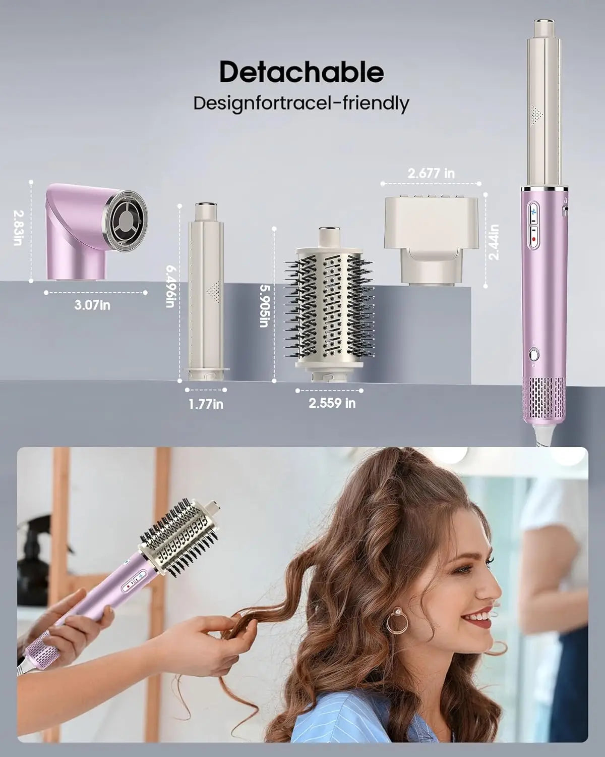 5 in 1 Hair Dryer Brush Set With High-Speed Negative Ionic Blow Dryer Detachable Air Curler