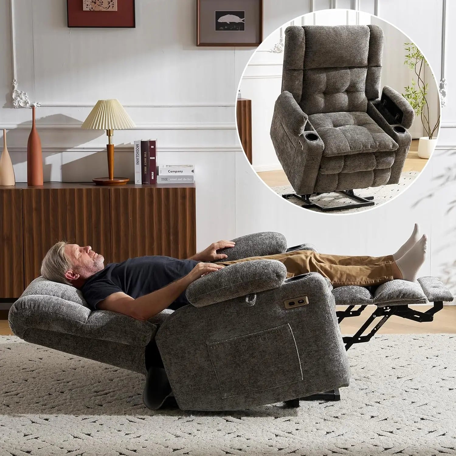 Dual Motor Power Lift Recliner Chair fFor Elderly
