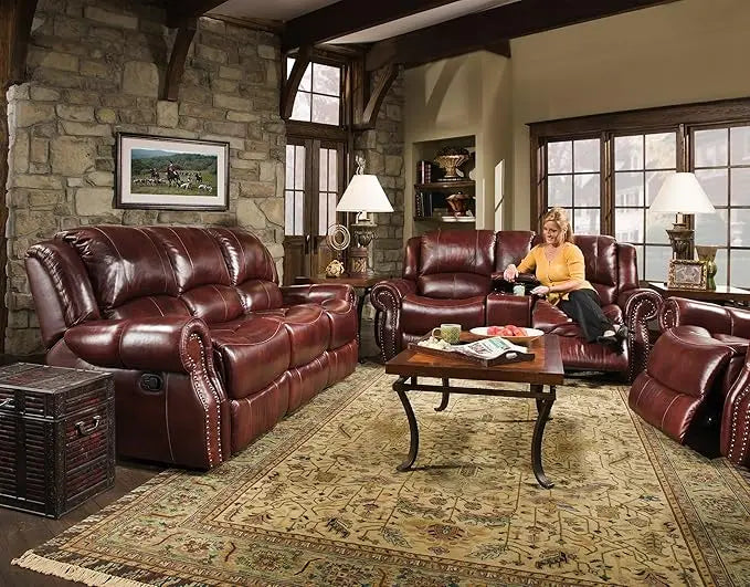 Cambridge Telluride 3 Piece Indoor Furniture Set with Deep Seating Double Reclining Sofa, Console Loveseat, and Rocker Recliner