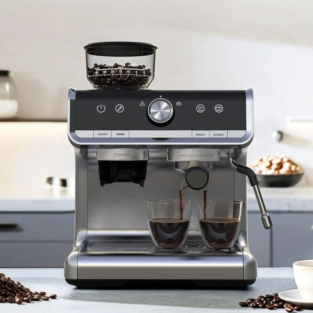 1450W Semi Automatic Espresso Maker with Grinder for Latte, Cappuccino Lover