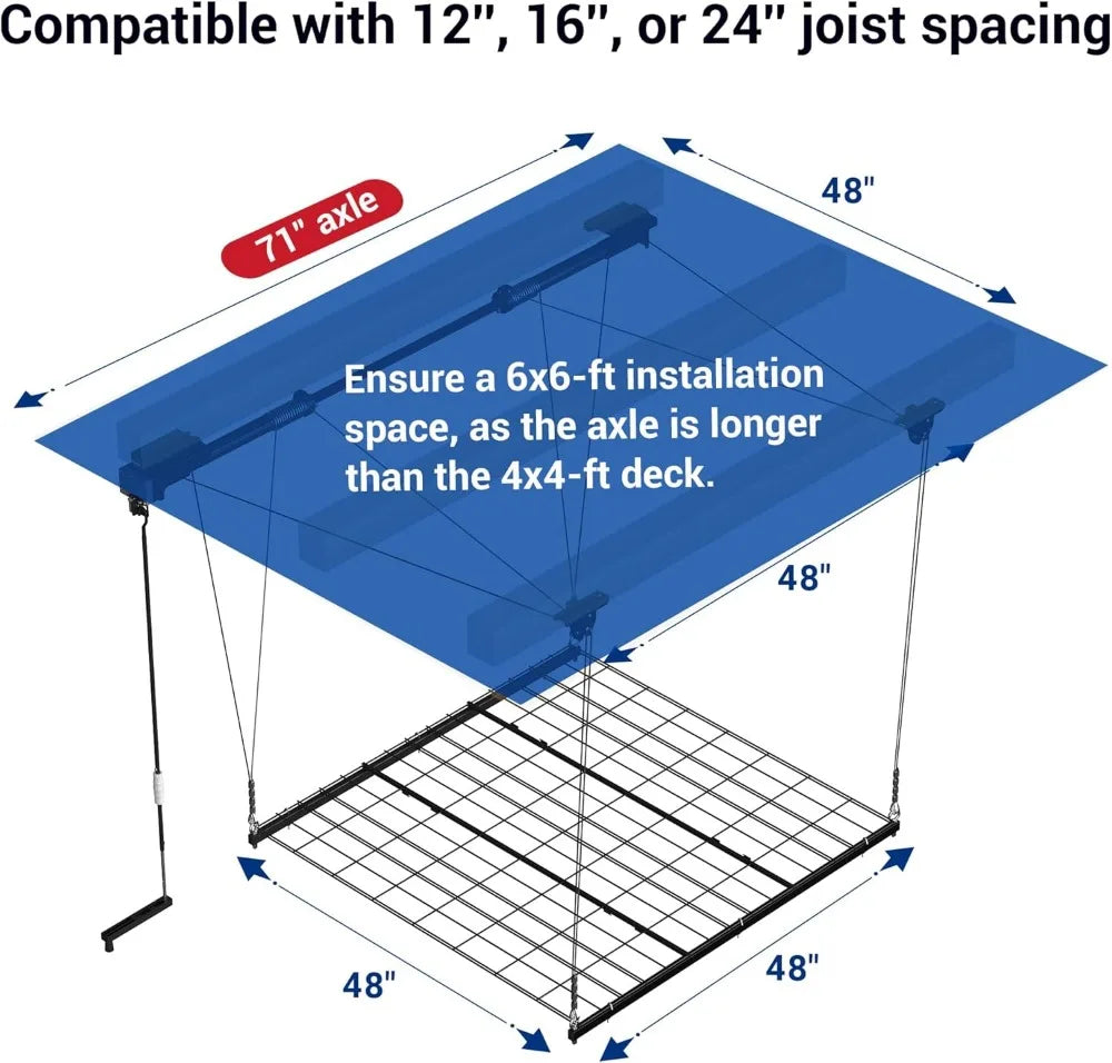 Heavy-Duty 4x4 Ft Garage Ceiling Storage Rack,