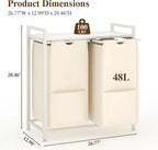 2 Compartments Laundry Basket with Shelf