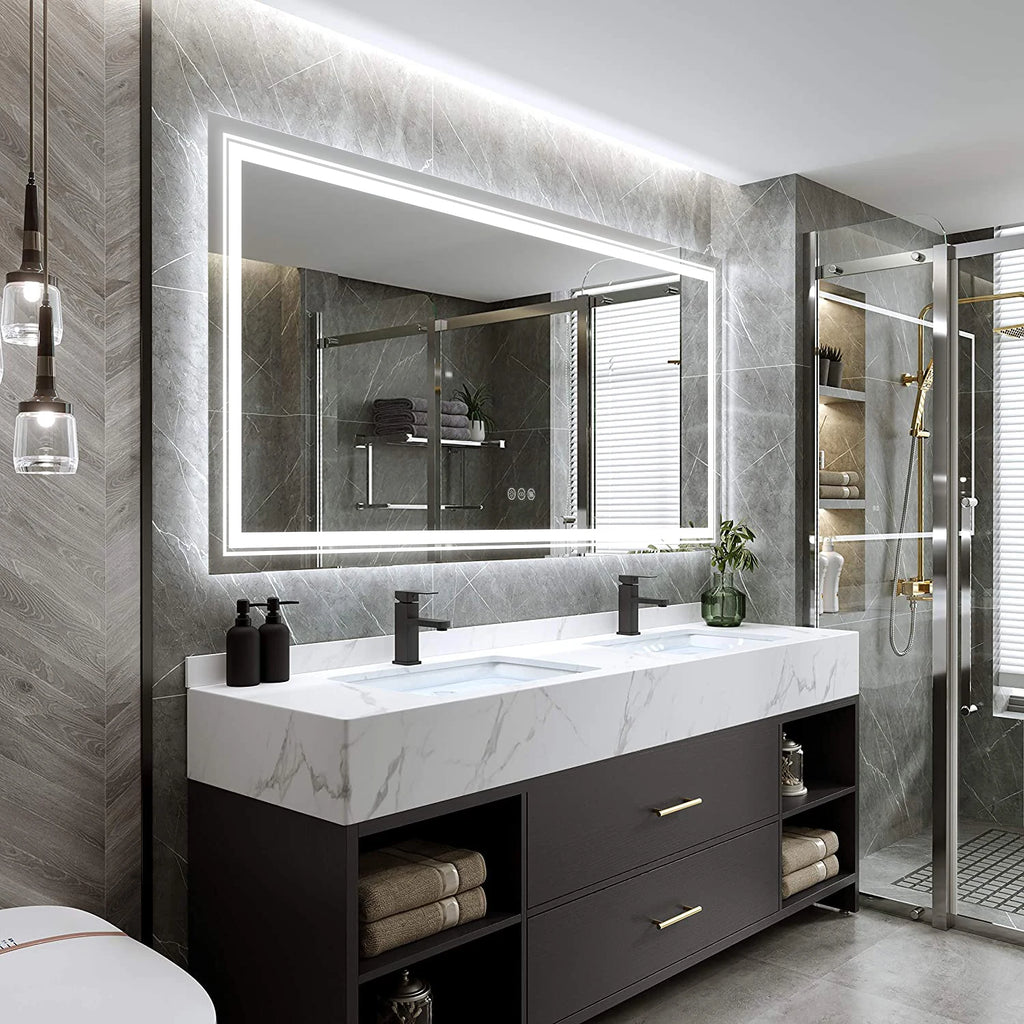 48"X24" LED Bathroom Mirror with Lights, Anti-Fog, Dimmable, Backlit + Front Lit, Lighted Bathroom Vanity Mirror