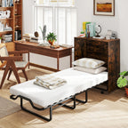 Cot Size Murphy Bed with Storage, Rolling Murphy Cabinet with Foldable Bed