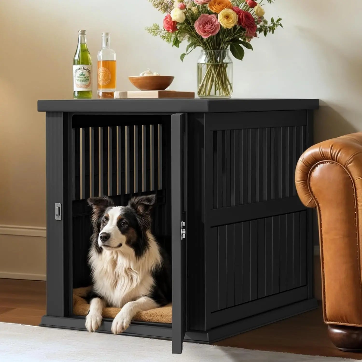 Furniture-Style Dog Crate Nightstand, Waterproof Indoor Kennel