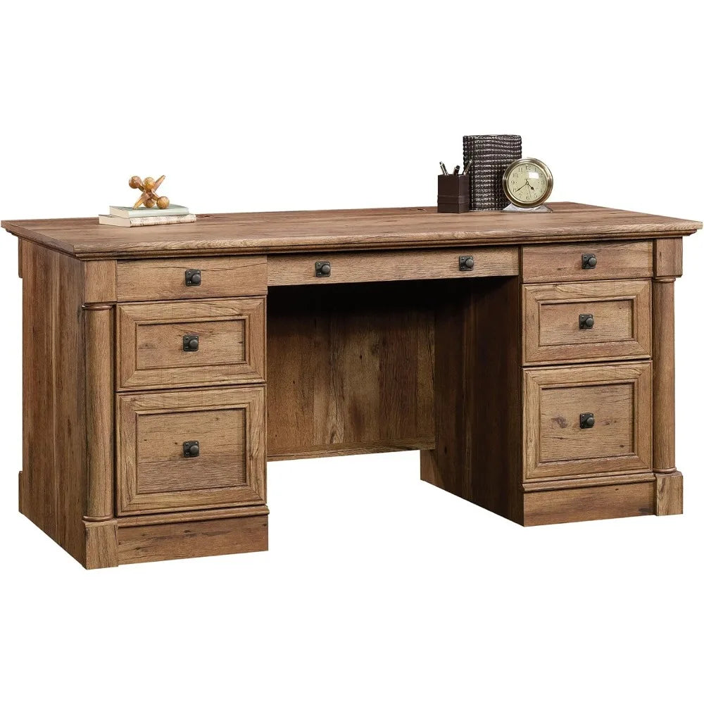 Executive Desk, 29.5"D x 65.1"W x 29.61"H, Vintage Oak finish