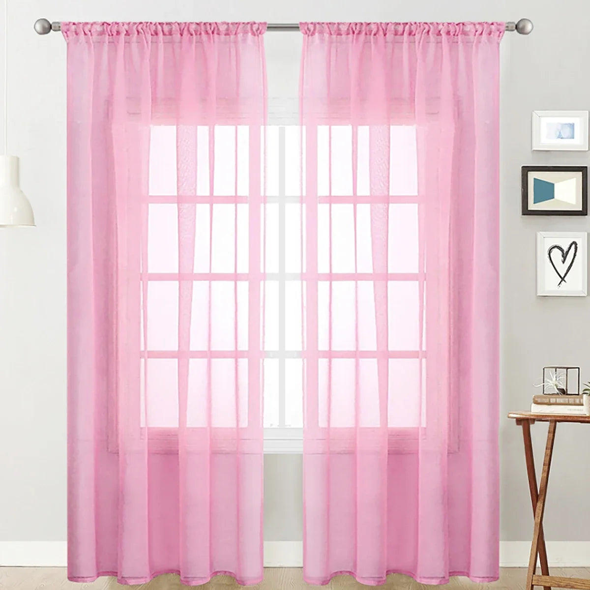 1pc Modern Solid Colour Sheer Curtain