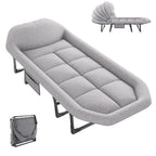 Adjustable Folding Camping Bed with Mattress Lightweight with Carry Bag 6 Angle Foldable Camping Bed for Camp Outdoor Supports 450 lbs